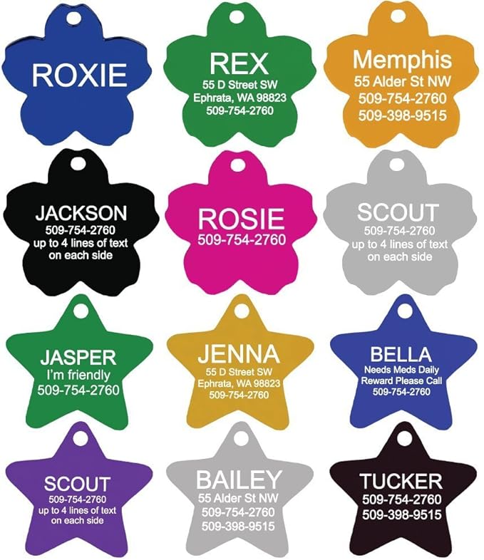 GoTags Dog Tags, Personalized Engraved Dog and Cat ID Tags for Pets, Custom Engraved on Both Sides, Various Shapes Including Bone, Round, Heart, Bow Tie, Star, and Badge (Large - Pack of 1)