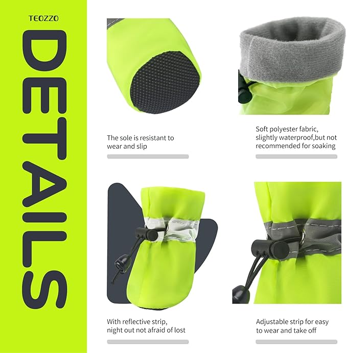 Dog Shoes Dog Boots & Paw Protector fot Hot Pavement, Anti-Slip Sole Summer Dog Booties with Reflective Straps for Small Medium Dogs 4PCS Light Green 6