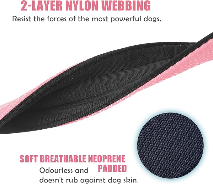 Heavy Duty Tactical Dog Collar - 1.5" Width Military Durable Thick Nylon with Adjustable Metal D Ring & Buckle Working Training K9 Collar for Medium Large Dogs (S(14"-17"), Pink)