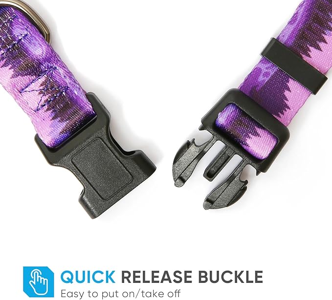HEELE Dog Collar, Adjustable Soft Dog Collar for Small Medium Large Dogs,Floral Patterned Puppy Collars with Quick Release Buckle M Length 13.39''-20.87''