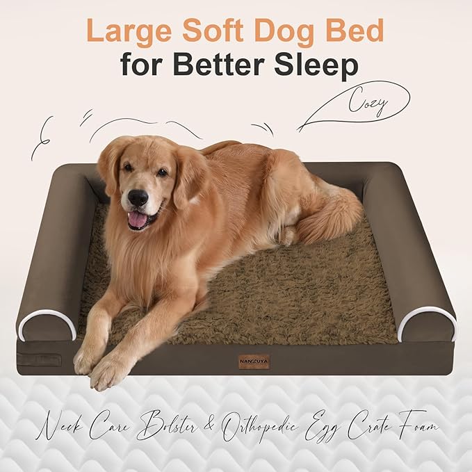 Small Dog Bed Orthopedic Washable: Beds Bolster Small Sized Dogs Cats Bed Egg Crate Foam Couch Sofa Waterproof with Removable Cover - Dark Coffee