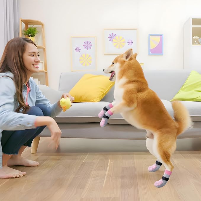 BEAUTYZOO Dog Socks to Prevent Licking Paws, Dog Shoes for Hot Pavement Small Medium Large Senior Dog Booties, Non Slip Dog Boots & Paw Protectors for Hardwood Floors Traction Control Indoor