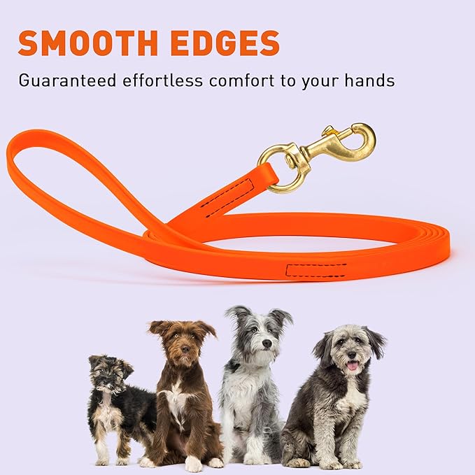 Viper K9 Biothane Working Dog Leash Waterproof Lead for Tracking Training Schutzhund Dog Sport & Search - Odor-Proof Long Line with Solid Brass Snap for Puppy Medium and Large 5/8" x 15ft HunterOrange
