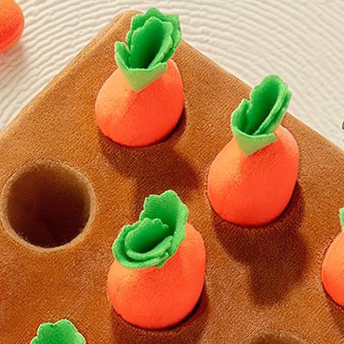 Pet Snuffle Mat, Interactive Feed Puzzle for Boredom, Plump Carrot Sniffing Game with 9 Carrots, Indoor Outdoor Stress Relief, for Small Medium Large Senior Kitten