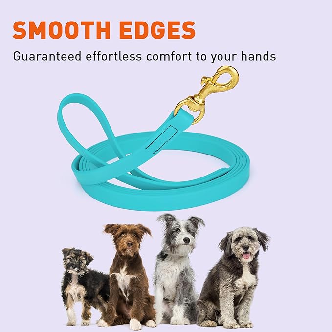Viper Biothane K9 Working Dog Leash Waterproof Lead for Tracking Training Schutzhund Odor-Proof Long Line with Solid Brass Snap for Puppy Medium and Large Dogs, 33ft Sky Blue