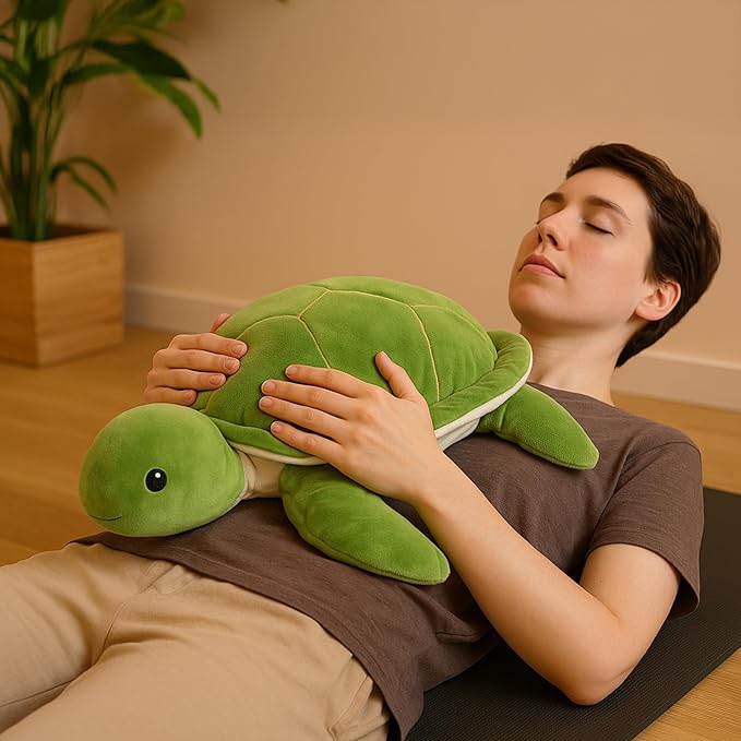 WEIGEDU Large Weighted Sea Turtle Stuffed Animal Plush Toy with Embroidered Eyes, Removable Weight Pack - 28 Inches, 5 lb Soft Cuddly Toy for Kids and Adults