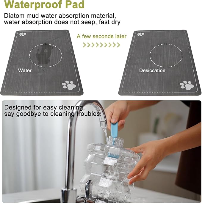 RIZZARI Automatic Dog Water Dispenser：8L Lagre Stainless Steel Raised Pet Water Bowl Gravity Feeder with Triple Filter Specialized Brush - Garage Garden Pet Feeder