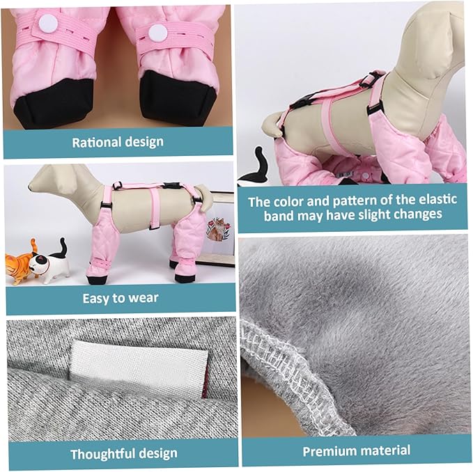 Dog Suspender Boots Waterproof Winter Snow Dog Boots with Harness Adjustable Non-Slip Protective Outdoor Walking Suspender Shoes for Puppies, M