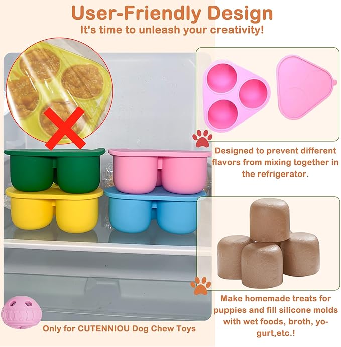 CUTENNIOU 2 in 1 Interactive Dog Toy and Silicone Tray with Lid, Dog Enrichment Toys for Large Dogs 25-75 lbs, Freezable Dogs Chew Toy to Keep Them Busy, Frozen Treat Dispensing for Slow Food Training