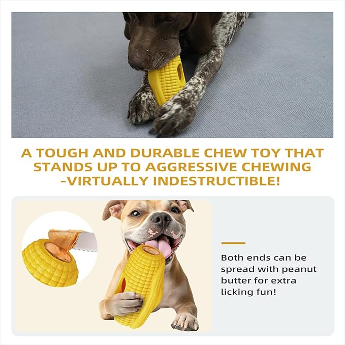 Interactive Dog Toys for Aggressive Chewers, Indestructible Dog Chew Corn Stick Enrichment Toy for Large Medium Dogs, Frozen Dog Treat Holder for Boredom to Keep Them Busy, Reduce Anxiety