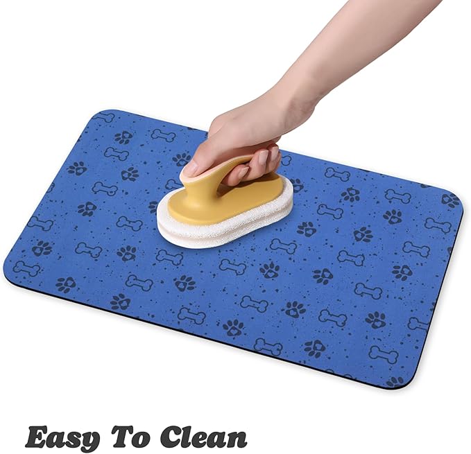 Dog Food Mats,Cat Absorbent Water Bowl Feeding Mats Pet Placemats for Food and Water Spot 12 * 20 inch