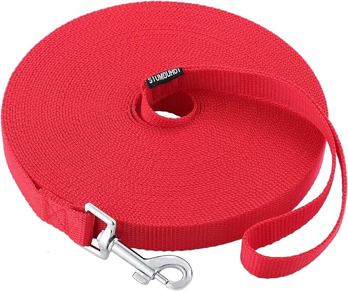 Siumouhoi Dog/Puppy Obedience Recall Training Agility Lead -15ft 20ft 30ft 40ft 50ft Training Leash - Great for Play, Camping, or Backyard - Red 50ft