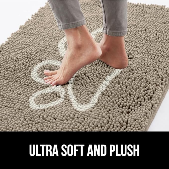 GORILLA GRIP SOAKSTOPPER Dog Door Mat, 30x20 Machine Washable Rug Absorbent Doormat Captures Moisture Mud Dirt, Quick Dry Soft Chenille Entryway Rugs Indoor Entrance Mats for Dog Paws, Beige Ivory