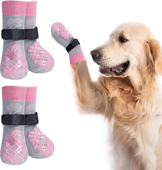 BEAUTYZOO Dog Socks to Prevent Licking Paws, Dog Shoes for Hot Pavement Small Medium Large Senior Dog Booties, Non Slip Dog Boots & Paw Protectors for Hardwood Floors Traction Control Indoor