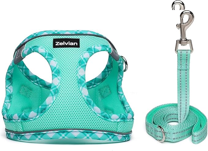 Cat Harness and Leash Set for Walking, Escape Proof Adjustable Soft Mesh Kitten Harness with Reflective Strips, Breathable No-Choke Pet Vest for Small Cats or Puppies(Green,XXS)
