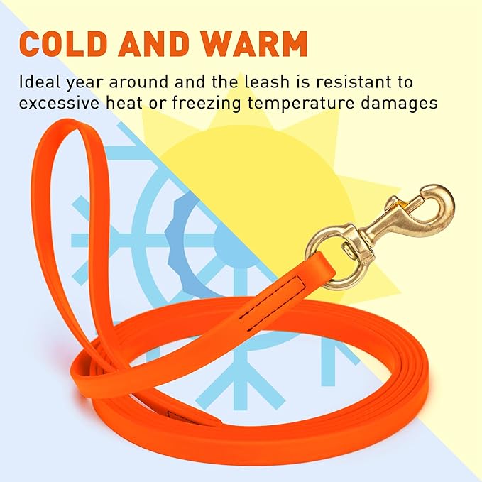 Viper Biothane Working Tracking Lead Leash Long Line for Dogs 2 Colors and 6 Sizes, Hunter Orange, 5/8" x 15ft,