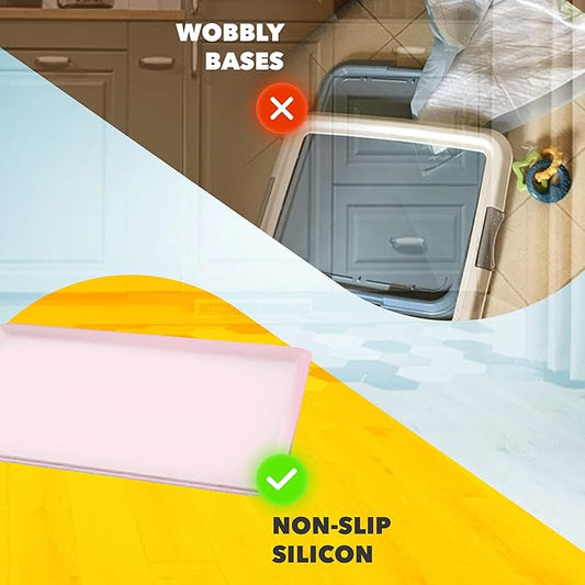 Skywin TidyFriend Dog Pee Pad Holder Tray - Fits Up to 24” x 24” Pee Pad Holder for Dogs - Stable Grip, Raised Edges, Quick-Wipe Silicone Surface Dog Pad Holder for Indoor Flooring Protection (Rose)