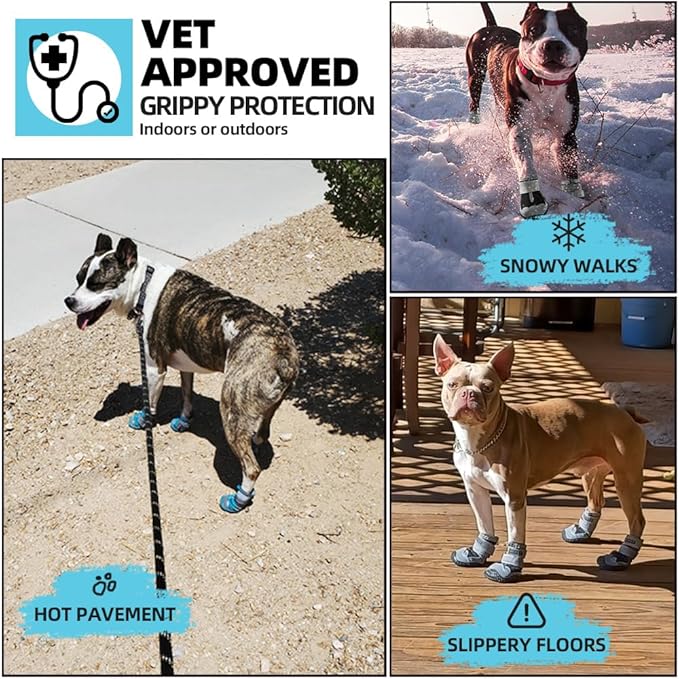 Dog Shoes for Small Dogs, Dog Boots & Paw Protectors for Hardwood Floors, Outdoor Dog Booties for Hot Pavement Winter Snow Hiking, Waterproof Dog Shoes with Reflective Strips Size 2