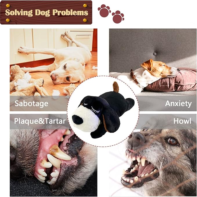 ZALBYUY Heartbeat Puppy Toy, Puppy Sleep Aid Toy, Small Dog Training Toys for Separation Anxiety Relief, Pets Plush Toys for Dogs Cats (Black)