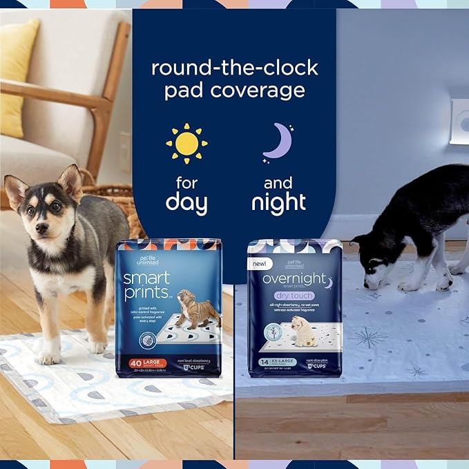 Pet Life Unlimited Smart Prints Extra Large Puppy Pads – 26" x 30", 25 Count (XL) | Stylish Dog Training Pads with Odor Controlling Wetness-Activated Sweet Bluegrass Scent | USA Made