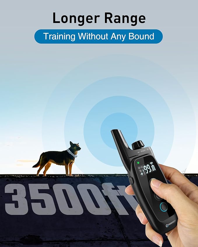ABBIDOT Dog Shock Collar - 3500FT Dog Training Collar with Remote，IPX7 Waterproof & 4 Training Modes, Safety Lock & Night Vision Light，Rechargeable E-Collar for All Breeds