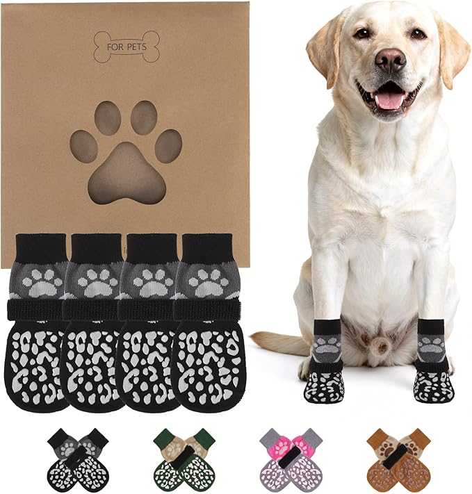 KOOLTAIL Dog Socks for Hot/Cold Pavement to Prevent Licking Paws for Hardwood Floors,Anti Slip,Pet Boots&Paw Protector with Grippers,Puppy Shoes Booties for Small Medium Large Senior Dogs