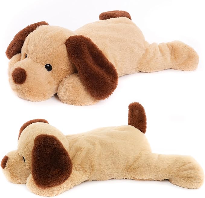 WEIGEDU Large Weighted Puppy Dog Stuffed Animal Plush Toy for Kids and Adults with Embroidered Eyes and Removable Weight Pack - 28 Inches, 5 lbs