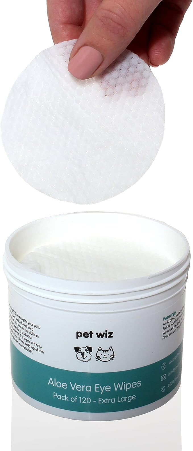 pet wiz Aloe Vera Eye Wipes for Cleaning Dogs & Cats - Extra Large