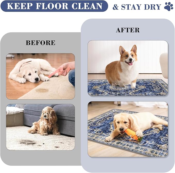 Washable Pee Pads for Dogs, 2 Pack Reusable Puppy Pads Absorbent Training Pads for Dogs Waterproof Dog Mat Non-Slip Whelping Pet Mat