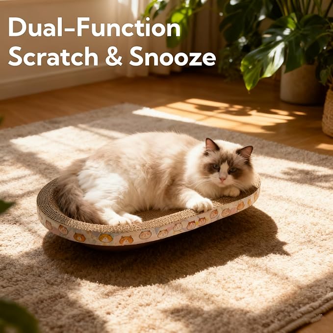 5 Pack Large Cat Scratcher Cardboard, Oval Cat Scratcher Bed Cat Scratch Pad Board Lounge Couch for Indoor Cats Bowl Shaped Cat Scratching Post Nest for Cats Grinding Claw Furniture Protector