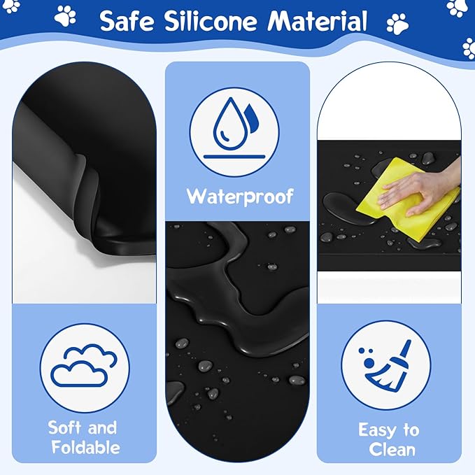 Pee Pad Holder for Dog, 24" × 24" Puppy Pad Holder with Clamps, Raised Edges Leak-Proof Dog Pee Pads Holders, Waterproof Silicone Potty Pads for Dogs, Easy to Clean Indoor, Black