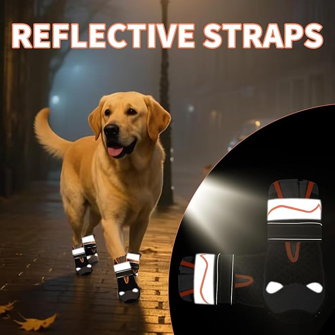 Dog Booties,Waterproof Dog Shoes for Large Medium Small Dogs,Suitable for Summer Hot Pavement,Adjustable Non-Slip Rubber Paw Protector (Black, #3 (Width 2.0 inch) for 27-38 lbs)