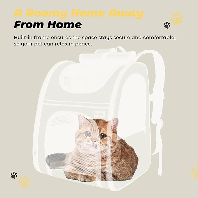 Zavothy Expandable Pet Backpack Carrier for Small Cats & Dogs, Airline Approved Travel Bag with Mesh Windows, Expandable Space, Padded Bottom, Foldable Design Black