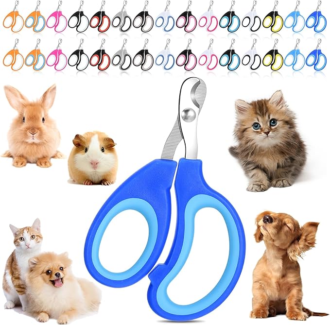 MAQUITA 30 Pcs Cat Nail Clipper Pet Claw Trimmers for Kitten Puppy Pet Nail Cutter Claw Care for Cattery Cat Breeders Groomers and Veterinary clinics (15 Colors)