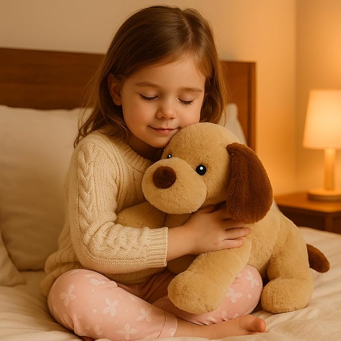 WEIGEDU Large Weighted Puppy Dog Stuffed Animal Plush Toy for Kids and Adults with Embroidered Eyes and Removable Weight Pack - 28 Inches, 5 lbs
