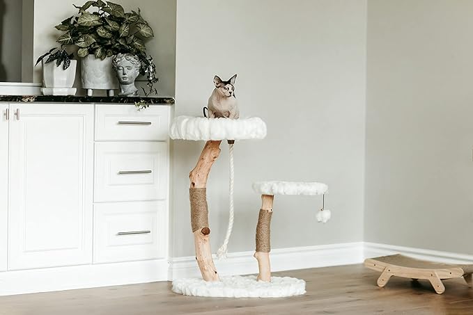 Mau Lifestyle White Rizzo Cat Tree, 32" H, 27 LBS