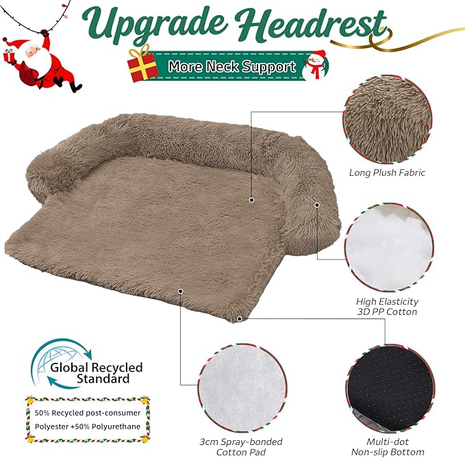GGIB Calming Dog Bed Christmas Throw Blanket Fluffy Plush Dog Mat for Furniture Protector Decoration Holiday Throw for Sofa Couch Cover for Large Medium Small Dogs Cats (Large, Camel)