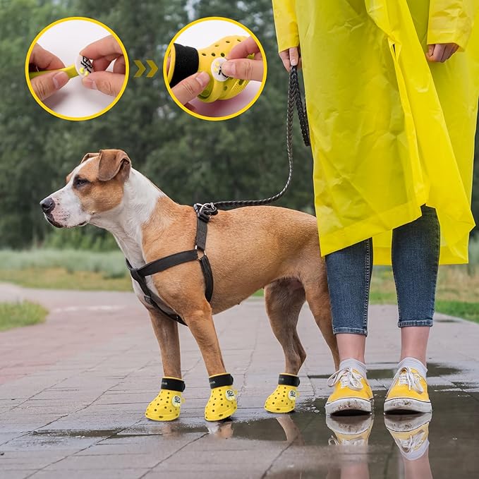 Dog Shoes Breathable Dog Shoe for Hot Pavement, Dog Booties and Paw Protectors, Non-Slip Waterproof Dog Sandals Boots (Yellow+Black, S: (2.3’’x1.8'')(L*W))
