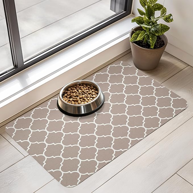 Dog Food Mat for Floors Waterproof Quick Dry Pet Placemat Cat Feeding Bowls Mats for Food and Water, Eco-Friendly Dog Accessories Diatomite Pets Supplies 12" X 20"