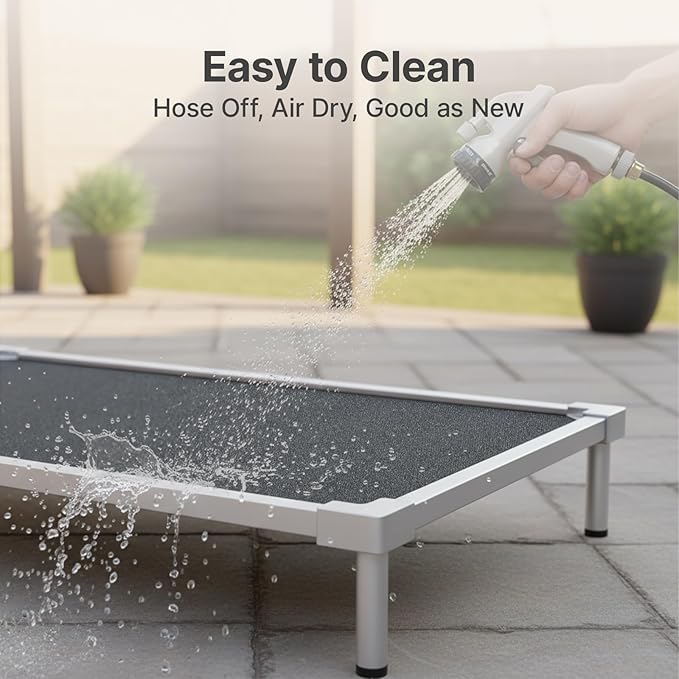 Elevated Dog Beds Large Sized Dog, Chew Proof Aluminum Alloy Heavy Duty Dogs Supplies Cooling Raised Pet Cot Indestructible with Anti-Rust Washable Assembly for Crate Outdoor-48.4"x 32.7" x 7"