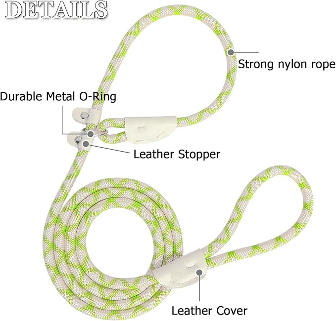 Slip Lead Rope Dog Leash Heavy Duty for Training, Nylon Strong Slip Leads for Dogs 6 Ft X 1/2 Inch,Comfortable Training Leash for Medium Large Dogs