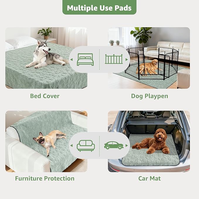 LOOBANI 2 Packs Extra Large Reusable Pee Pads for Dogs,72x72in Non-Slip Washable Puppy Pads, Super Absorbent Pet Whelping Pads, Puppy Playpen Mat for Incontinence, Housebreak, Floor and Bed