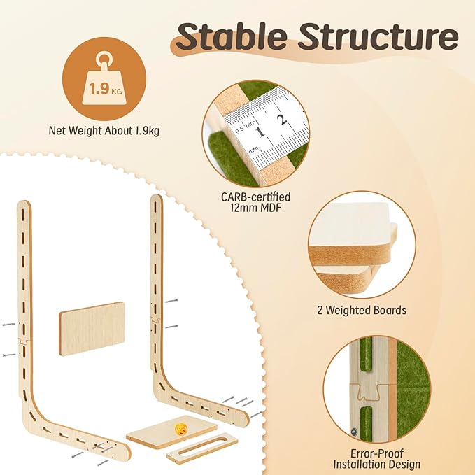 Cat Scratch Pad with Ball Toy Vertical Scratching Post for Indoor Cats Adults Standing Felt Cat Scratching Board Furniture Protector Kittens Cratchers Toys 26.8 Inch - Green