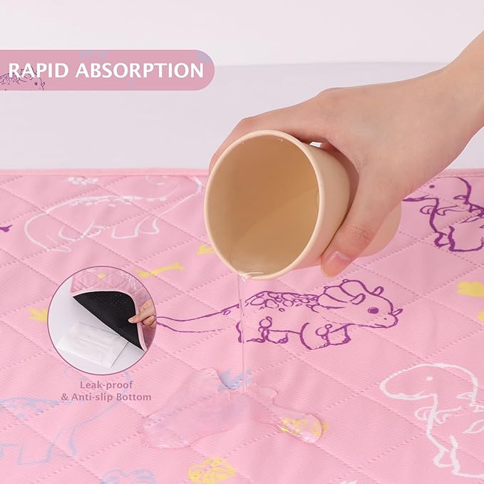 IEUUMLER Washable Pee Pads for Dogs Extra Large 71" x 71", 1 Pack Non-Slip & Waterproof Whelping Pad, Reusable Puppy Potty Training Pad for Playpen EU007 (Pink Dinosaur, 71"X71"-1pcs)
