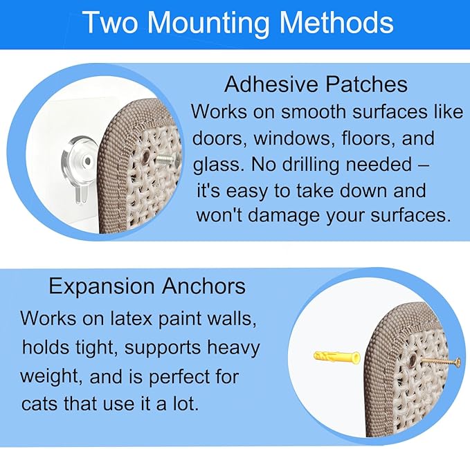 Cat Nail File Scratcher- Natural Sisal Scratching Pad with 80-Grit Aluminum Oxide, Wall/Floor Cat Scratcher is Ideal for Trimming Cat Nails & Furniture Protection (16.65"x13.58")
