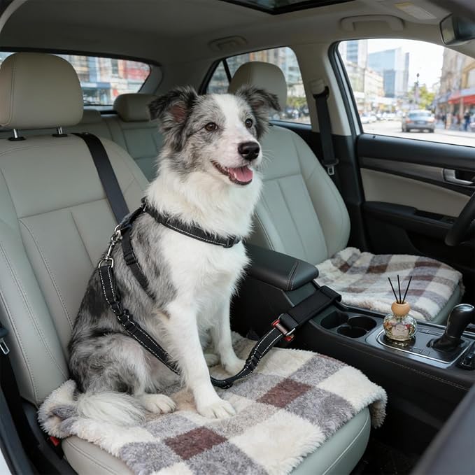 Portable Dog Seatbelt, Secure Harness Lead, 20.47-24.4 Inches Safety Strap with Alloy Clip, Soft Nylon Pet Straps, Dogs Harness with Safety Design, Pets Accessory for Travel and Car