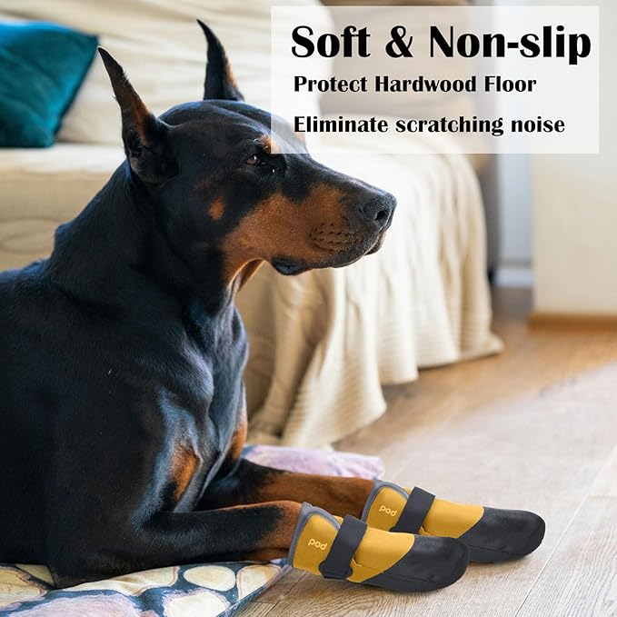 SJJH Dog Shoes Lightweight Dog Boots-Breathable Knitted Paw Protector with Adjustable Strap for Hot Pavement, Rain Walking, Hardwood Floors Anti Slip Reduce Noise, Prevent Licking Paws(Yellow,M)