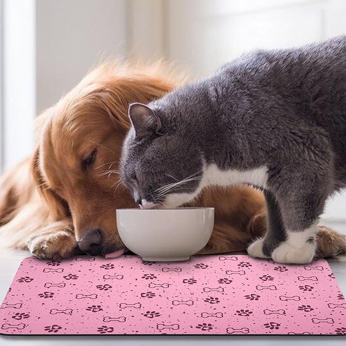 Dog Food Mats,Cat Absorbent Water Bowl Feeding Mats Pet Placemats for Food and Water Spot 12 * 20 inch
