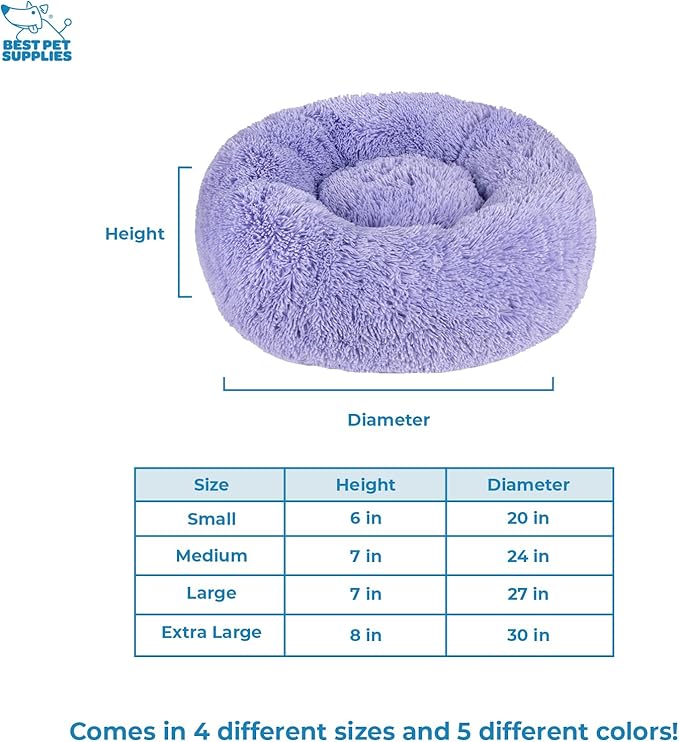Best Pet Supplies Dog House Bed Crate Mat Tent Indoor Round Soft Plush for Small, Medium, and Large Breeds - Lavender, 20 x 20 x 6