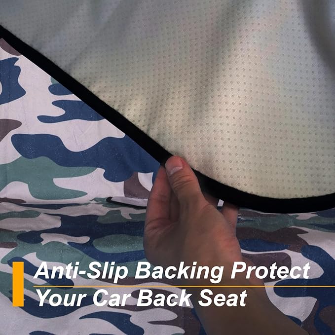 LoyaGour Back Seat Cover for Car Trucks Van SUV,Waterproof Rear Bench Towel Seat Covers for Dogs and Kids,Automotive Backseat Protector (Camouflage)